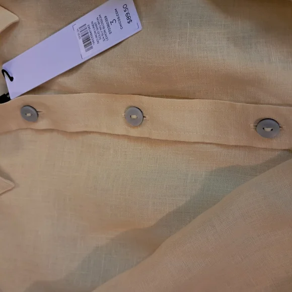 Chico's Yellow Plus Size Women's 100% Linen Button-Up Shirt l Size 3 - Picture 7 of 8